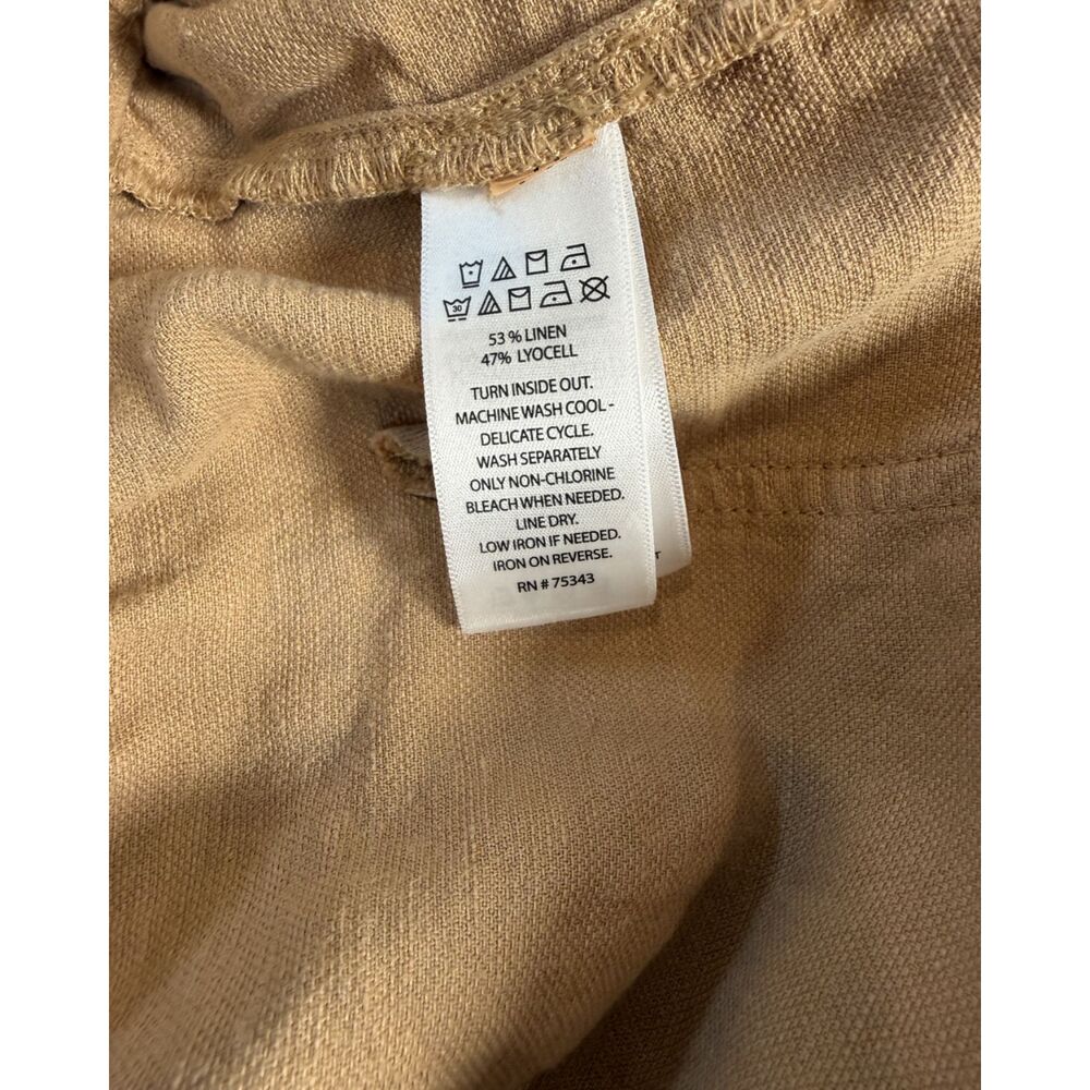 C&C California Tan Linen Blend Lagen Look Cropped Summer Pull On Pants Size S - Picture 4 of 4